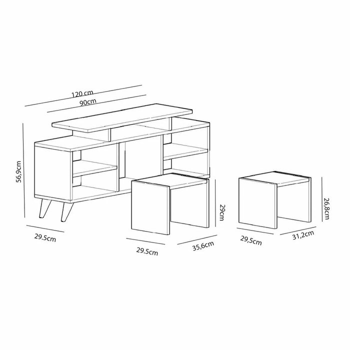 Hanah Home Mueble para TV Blanco Teca 120x56.9x29.5 cm